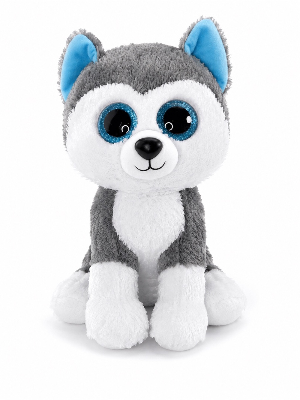 Ty Slush Husky Plush 16” Gray White Blue Eyes Stuffed Animal Like New